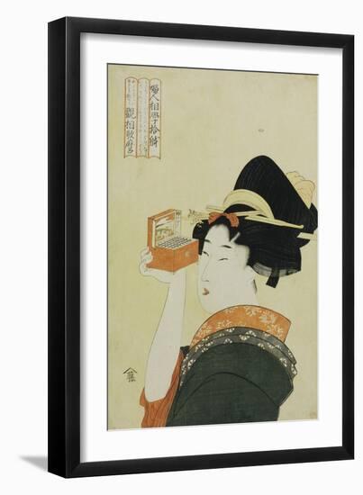 A Young Girl Looking Through a Nozoki Megane, Magic Lantern-Kitagawa Utamaro-Framed Giclee Print