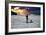 A Young Girl on a Stand Up Paddle Board on Baleia Beach at Sunset-Alex Saberi-Framed Photographic Print