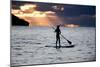 A Young Girl on a Stand Up Paddle Board on Baleia Beach at Sunset-Alex Saberi-Mounted Photographic Print