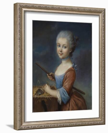 A Young Girl Playing with Her Pet Hamster-Louis Vigee-Framed Giclee Print