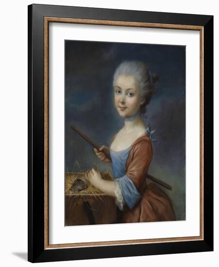 A Young Girl Playing with Her Pet Hamster-Louis Vigee-Framed Giclee Print