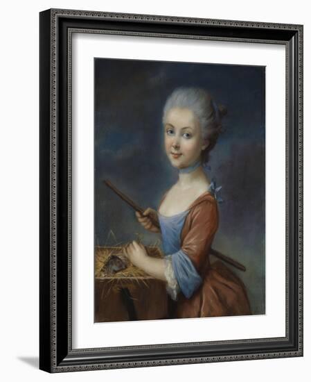 A Young Girl Playing with Her Pet Hamster-Louis Vigee-Framed Giclee Print