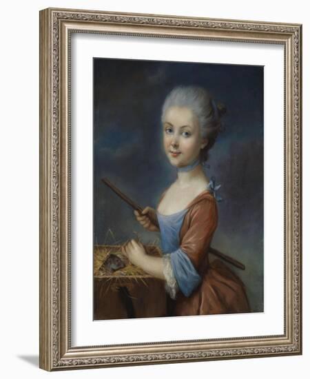 A Young Girl Playing with Her Pet Hamster-Louis Vigee-Framed Giclee Print