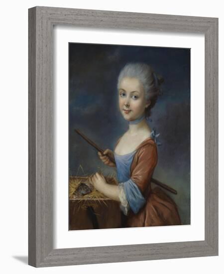 A Young Girl Playing with Her Pet Hamster-Louis Vigee-Framed Giclee Print