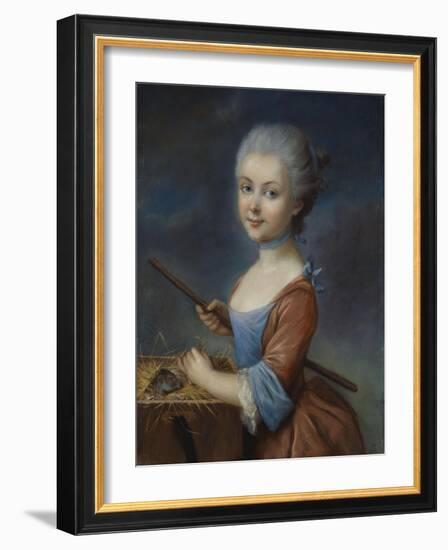 A Young Girl Playing with Her Pet Hamster-Louis Vigee-Framed Giclee Print