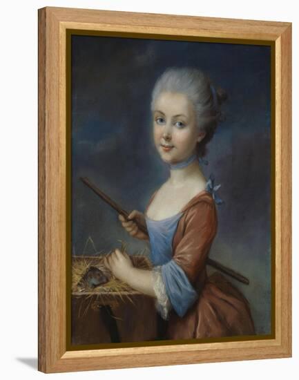 A Young Girl Playing with Her Pet Hamster-Louis Vigee-Framed Premier Image Canvas