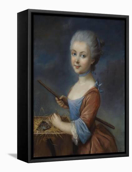 A Young Girl Playing with Her Pet Hamster-Louis Vigee-Framed Premier Image Canvas