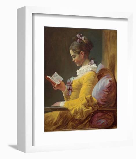 A Young Girl Reading (1776)-Jean-Honoré Fragonard-Framed Art Print