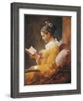 A Young Girl Reading-Jean-Honoré Fragonard-Framed Art Print