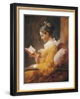 A Young Girl Reading-Jean-Honoré Fragonard-Framed Art Print