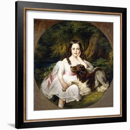 A Young Girl Resting in a Landscape with Her Dog-Frederich August Kaulbach-Framed Giclee Print