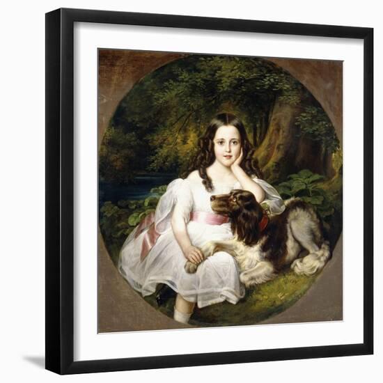 A Young Girl Resting in a Landscape with Her Dog-Frederich August Kaulbach-Framed Giclee Print