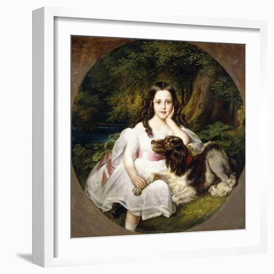 A Young Girl Resting in a Landscape with Her Dog-Frederich August Kaulbach-Framed Giclee Print