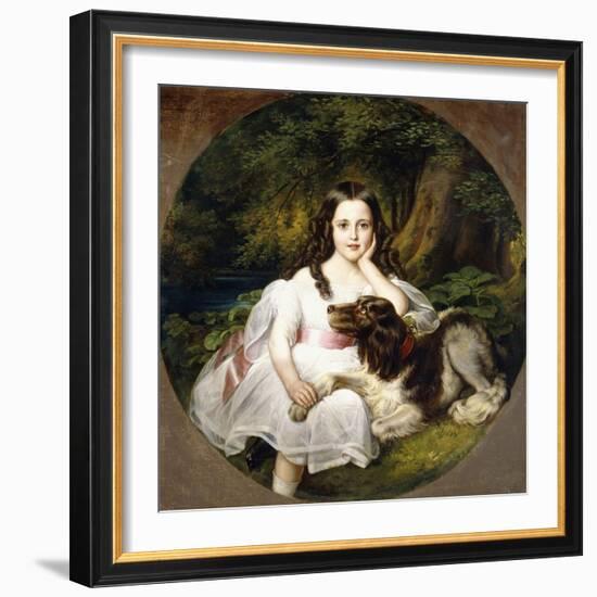 A Young Girl Resting in a Landscape with Her Dog-Frederich August Kaulbach-Framed Giclee Print