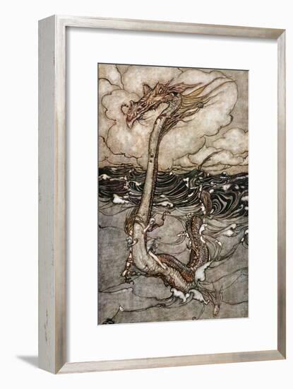 A Young Girl Riding a Sea Serpent, 1904-Arthur Rackham-Framed Giclee Print