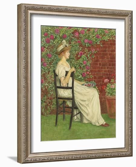 A Young Girl Seated in a Chair, a Bowl of Cherries in Her Hand, (Pencil and W/C on Paper)-Kate Greenaway-Framed Giclee Print