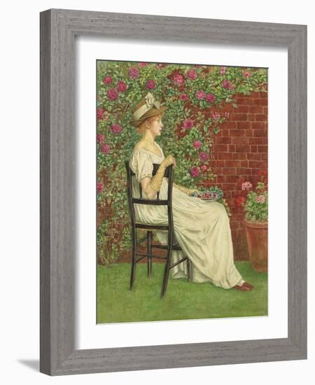 A Young Girl Seated in a Chair, a Bowl of Cherries in Her Hand, (Pencil and W/C on Paper)-Kate Greenaway-Framed Giclee Print