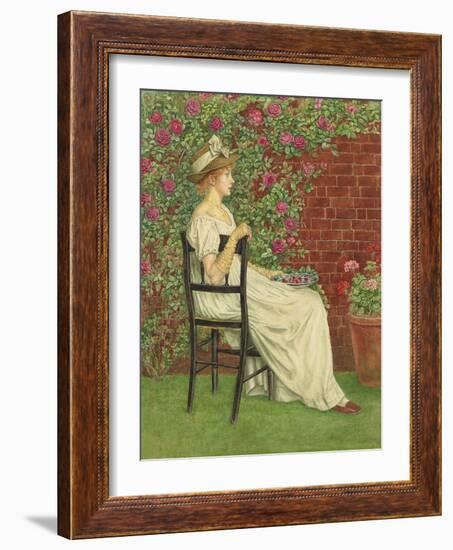 A Young Girl Seated in a Chair, a Bowl of Cherries in Her Hand, (Pencil and W/C on Paper)-Kate Greenaway-Framed Giclee Print