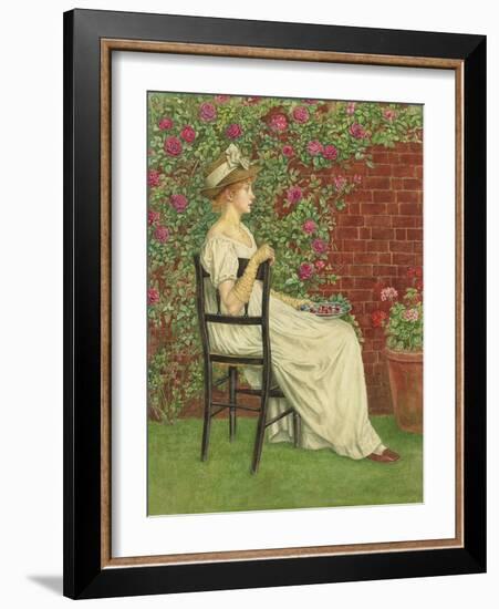 A Young Girl Seated in a Chair, a Bowl of Cherries in Her Hand, (Pencil and W/C on Paper)-Kate Greenaway-Framed Giclee Print