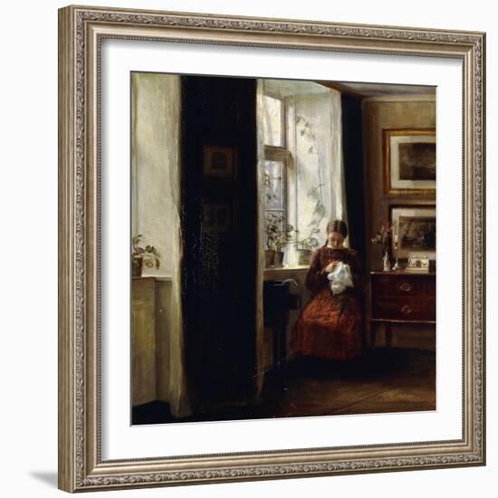 A Young Girl Sewing-Carl Holsoe-Framed Giclee Print