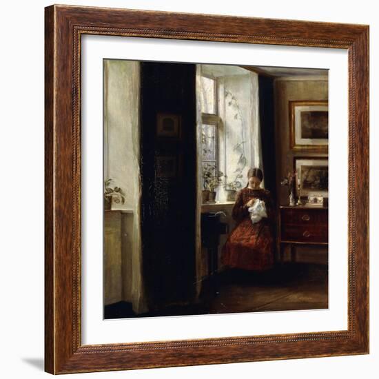 A Young Girl Sewing-Carl Holsoe-Framed Giclee Print