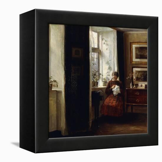 A Young Girl Sewing-Carl Holsoe-Framed Premier Image Canvas