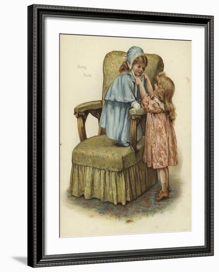 A Young Girl Standing on the Cushion of an Armchair-null-Framed Giclee Print