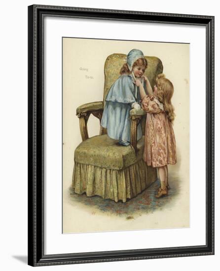 A Young Girl Standing on the Cushion of an Armchair-null-Framed Giclee Print