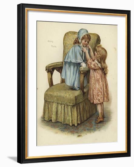 A Young Girl Standing on the Cushion of an Armchair-null-Framed Giclee Print