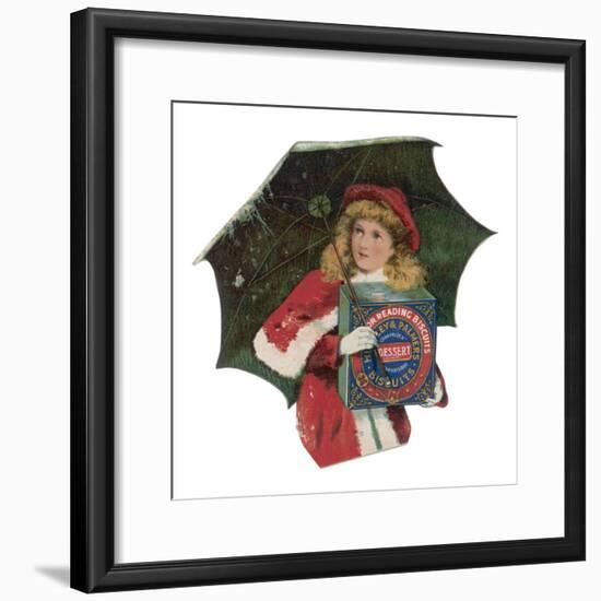 A Young Girl Ventures Out at Christmas to Buy a Box of Huntley and Palmer Dessert Biscuits-null-Framed Giclee Print