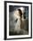 A Young Girl Wearing a White Dress Standing Beside a Horse under the Moonlight-Lynne Davies-Framed Photographic Print