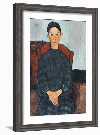 A young Girl with a Black Apron, 1918-Amedeo Modigliani-Framed Giclee Print