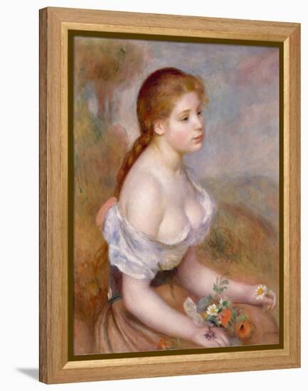 A Young Girl with Daisies, 1889-Pierre-Auguste Renoir-Framed Premier Image Canvas