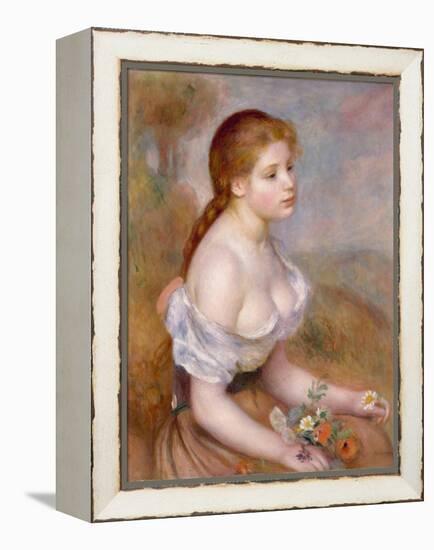 A Young Girl with Daisies, 1889-Pierre-Auguste Renoir-Framed Premier Image Canvas