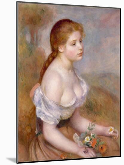 A Young Girl with Daisies, 1889-Pierre-Auguste Renoir-Mounted Giclee Print