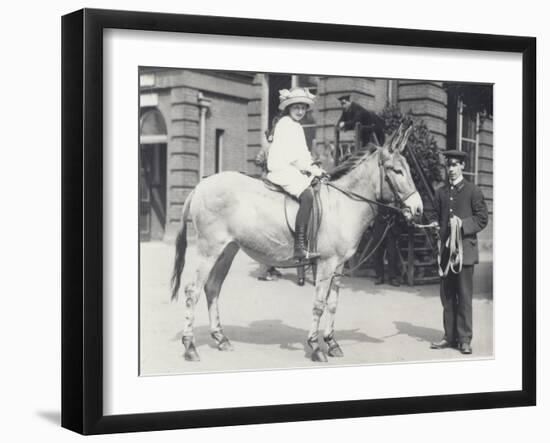 A Young Lady Riding an Ass Which Is Being Led by One Keeper While Another Looks On-Frederick William Bond-Framed Photographic Print