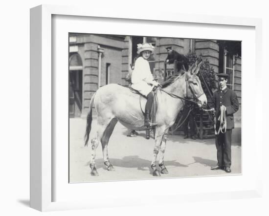 A Young Lady Riding an Ass Which Is Being Led by One Keeper While Another Looks On-Frederick William Bond-Framed Photographic Print