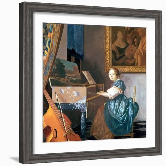 A Young Lady Seated at a Virginal, circa 1670-Johannes Vermeer-Framed Giclee Print