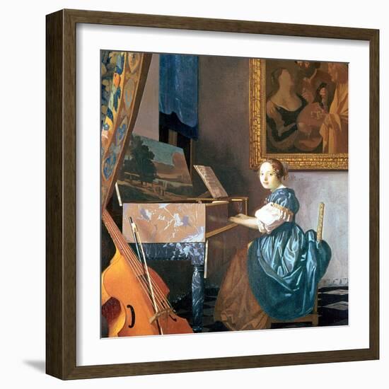 A Young Lady Seated at a Virginal, circa 1670-Johannes Vermeer-Framed Giclee Print