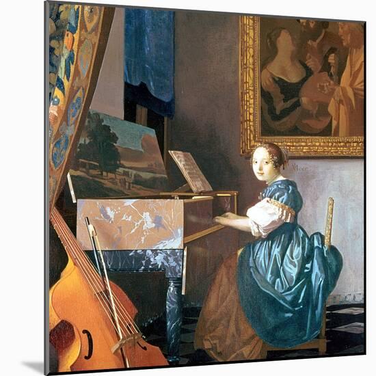 A Young Lady Seated at a Virginal, circa 1670-Johannes Vermeer-Mounted Giclee Print