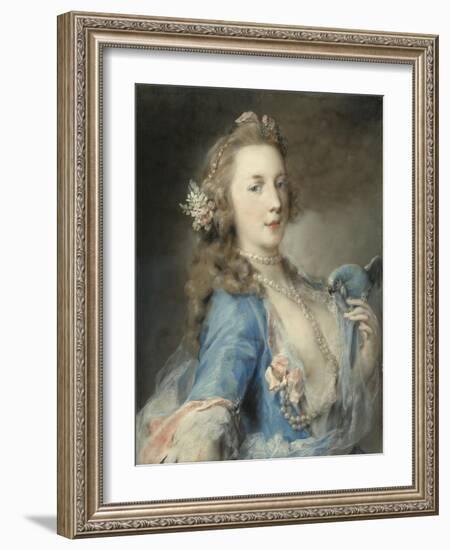 A Young Lady with a Parrot, C.1730-Rosalba Giovanna Carriera-Framed Giclee Print