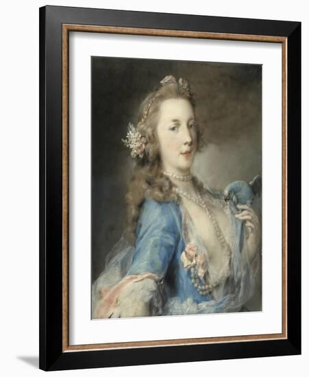 A Young Lady with a Parrot, C.1730-Rosalba Giovanna Carriera-Framed Giclee Print