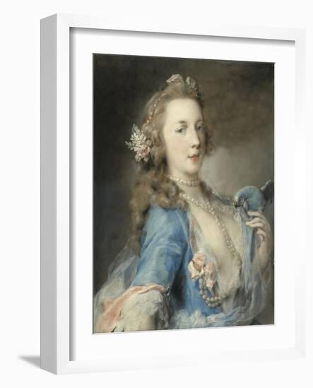 A Young Lady with a Parrot, C.1730-Rosalba Giovanna Carriera-Framed Giclee Print