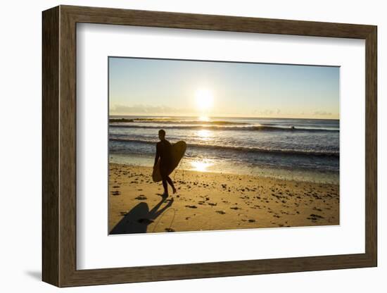 A Young Male Surfer Walks Along the Beach at End of Long Beach Island, New Jersey-Vince M. Camiolo-Framed Photographic Print