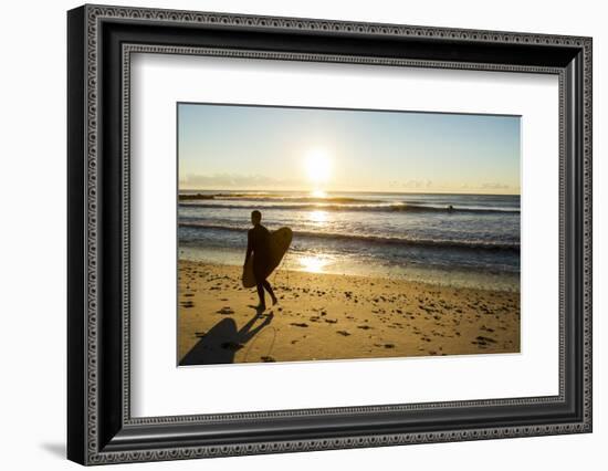 A Young Male Surfer Walks Along the Beach at End of Long Beach Island, New Jersey-Vince M. Camiolo-Framed Photographic Print