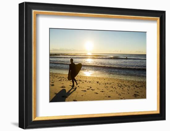 A Young Male Surfer Walks Along the Beach at End of Long Beach Island, New Jersey-Vince M. Camiolo-Framed Photographic Print