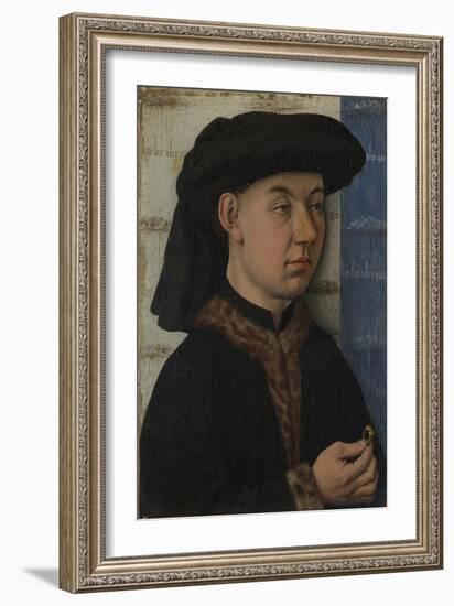 A Young Man Holding a Ring, C. 1450-Jan van Eyck-Framed Giclee Print