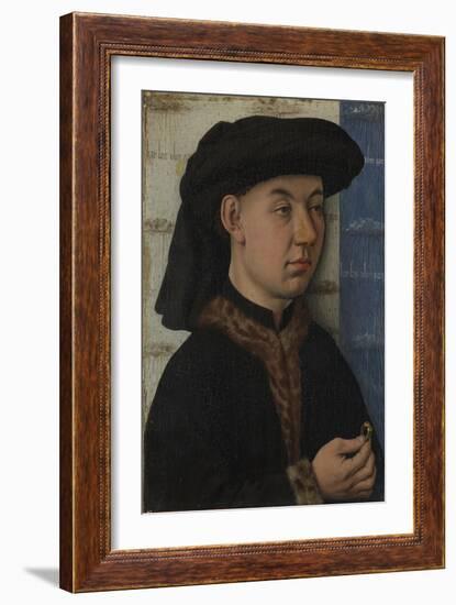 A Young Man Holding a Ring, C. 1450-Jan van Eyck-Framed Giclee Print