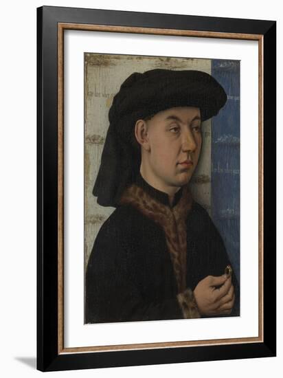 A Young Man Holding a Ring, C. 1450-Jan van Eyck-Framed Giclee Print