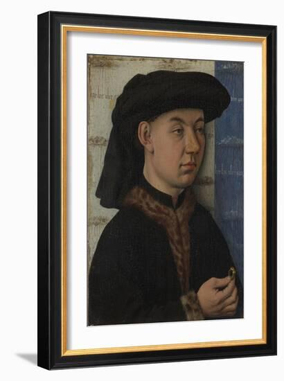 A Young Man Holding a Ring, C. 1450-Jan van Eyck-Framed Giclee Print